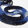2x15 Inches -Very Finest-Sparkling- Precious Burma Blue Sapphire Faceted Shaded Rondelles beads - Size - 3 - 3.25 mm approx